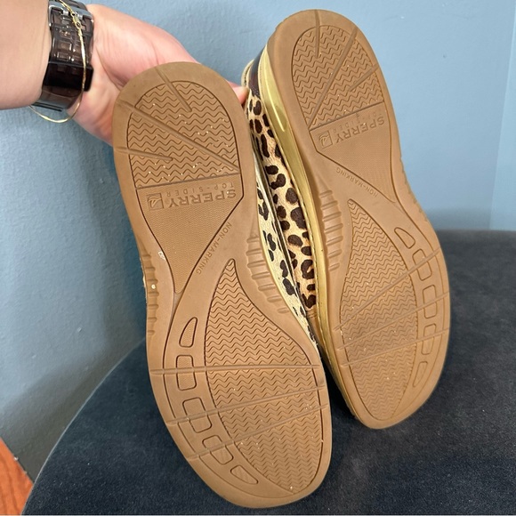 Sperry Top Siders Leather & Cheetah Fur Printed Boat Shoes - Picture 6 of 7